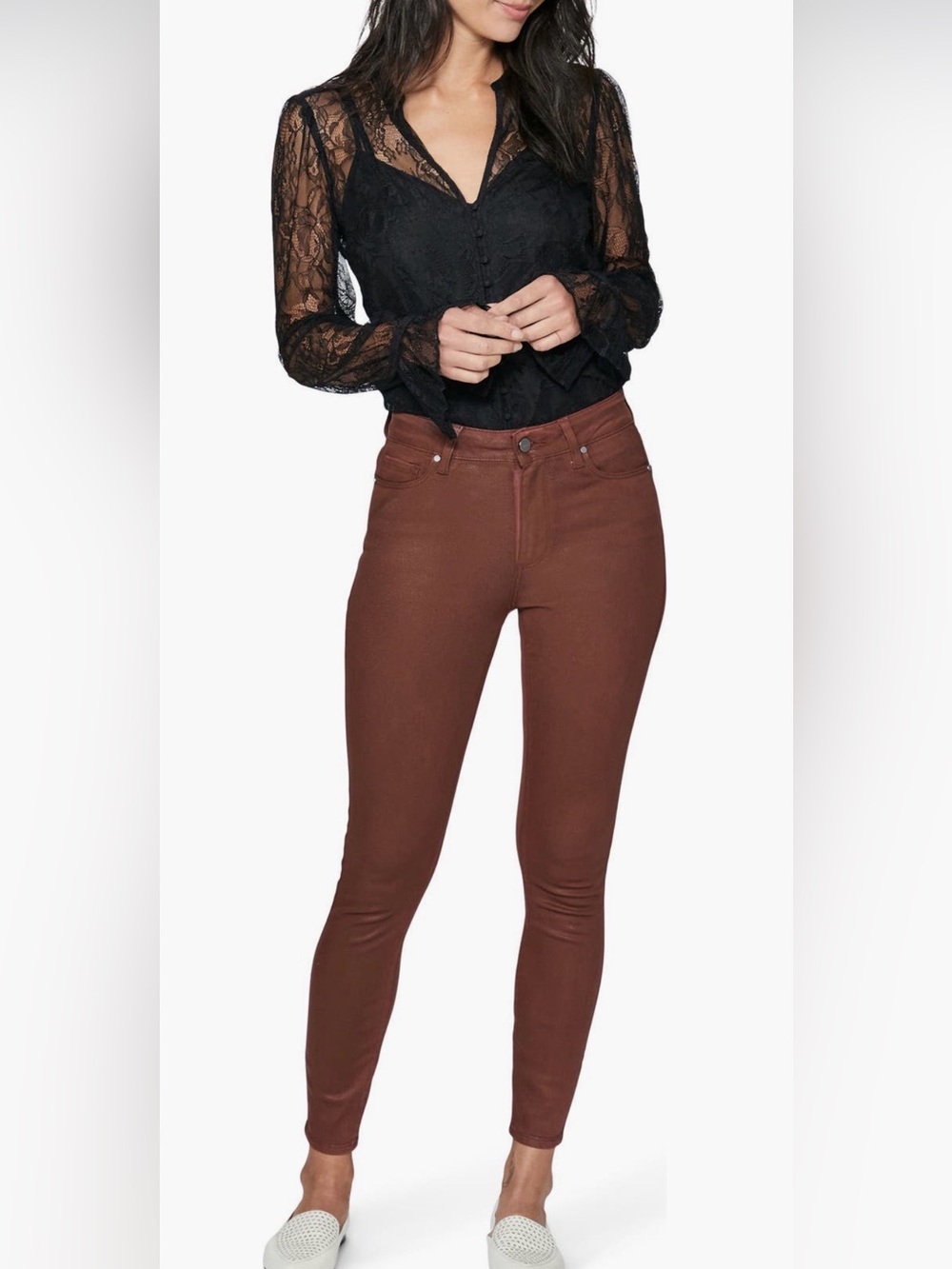 PAIGE Hoxton Ankle Coated High-Waist Skinny Jeans NWT